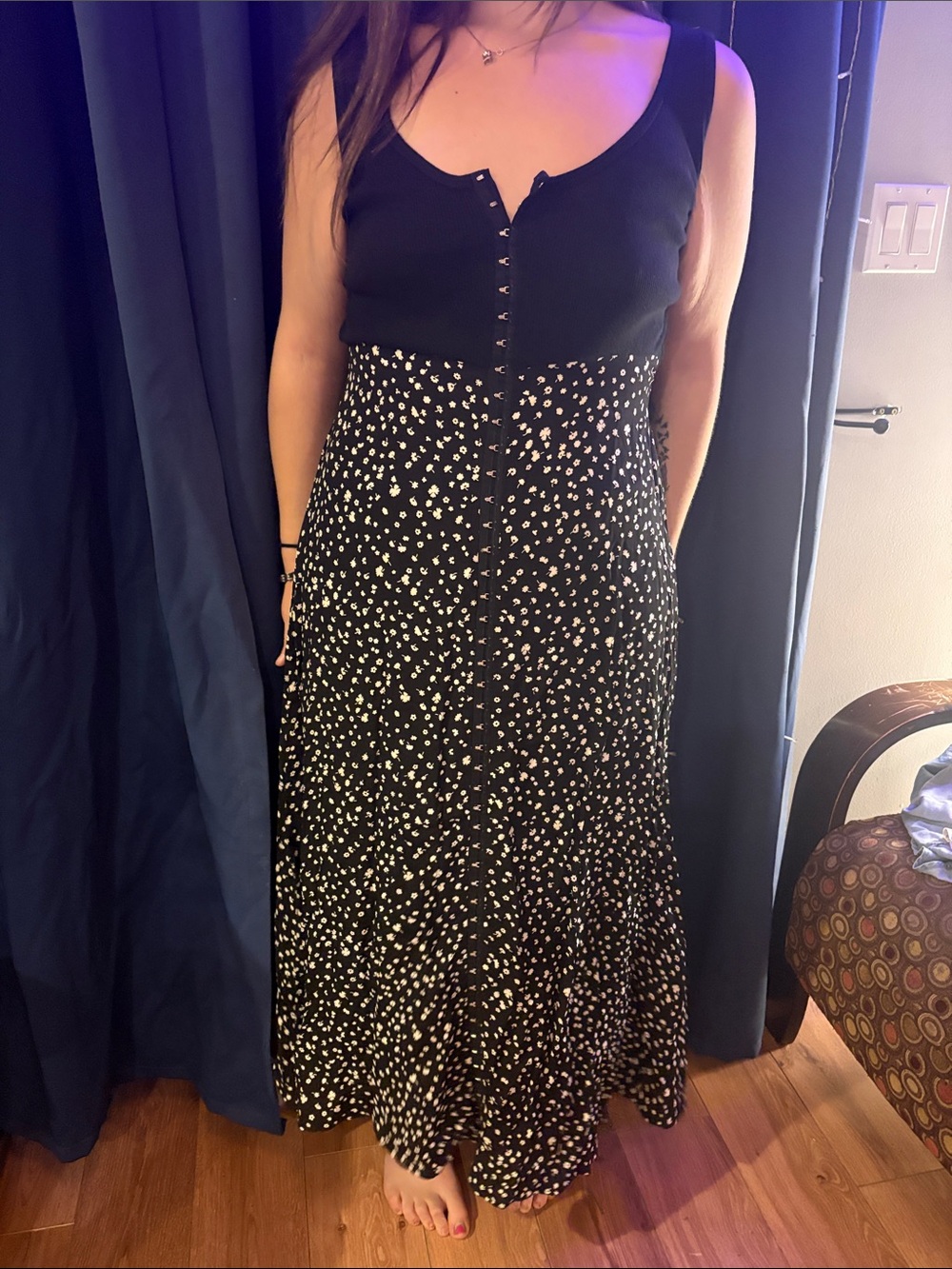 Black and White Polka Dot Maxi Skirt
